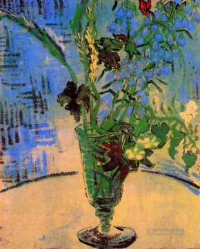 ヴィンセント・ヴァン・ゴッホ Painting - 野生の花のある静物ガラス フィンセント・ファン・ゴッホ